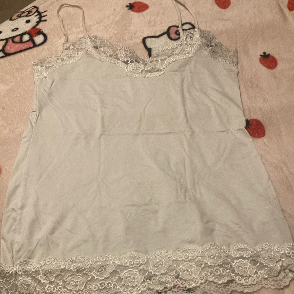 Elegant White Lace Trim Cami Top